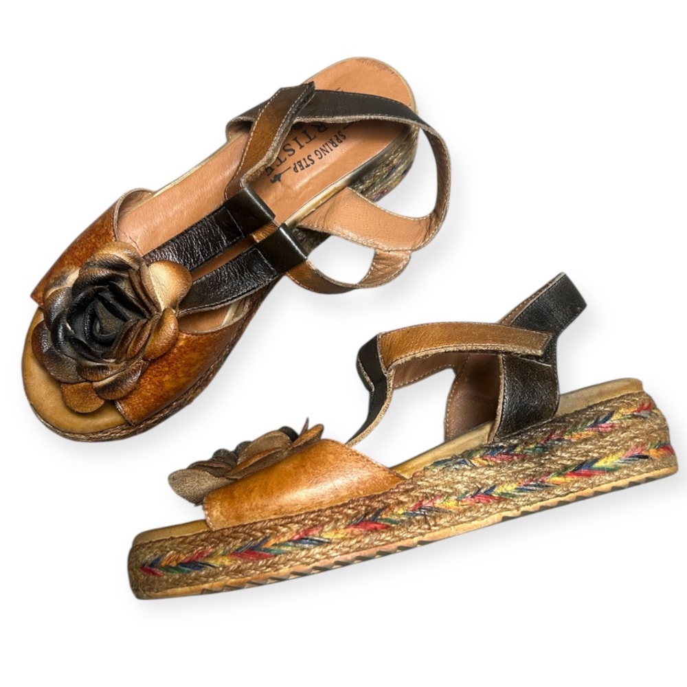 L'Artiste by Spring Step Platform Wedges Sandals Tempest Size 37 US 6.5 - Picture 2 of 6